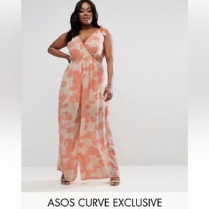 ASOS Curve Wide Leg Jumpsuit in Abstract Print with Knot Detail- Size 18 US